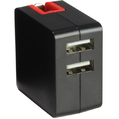 USB2ポート AC充電器 コンパクトタイプ 計3.1A 黒赤 MCAA2001BR