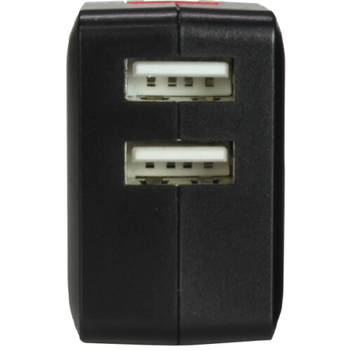 USB2ポート AC充電器 コンパクトタイプ 計3.1A 黒赤 MCAA2001BR