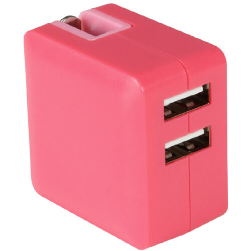 USB2ポート AC充電器 コンパクトタイプ 計3.1A ピンク MCAA2002PK