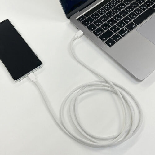 USB Type-C To C ケーブル シリコン+ナイロン 1.5M 白 MTCS2315WH