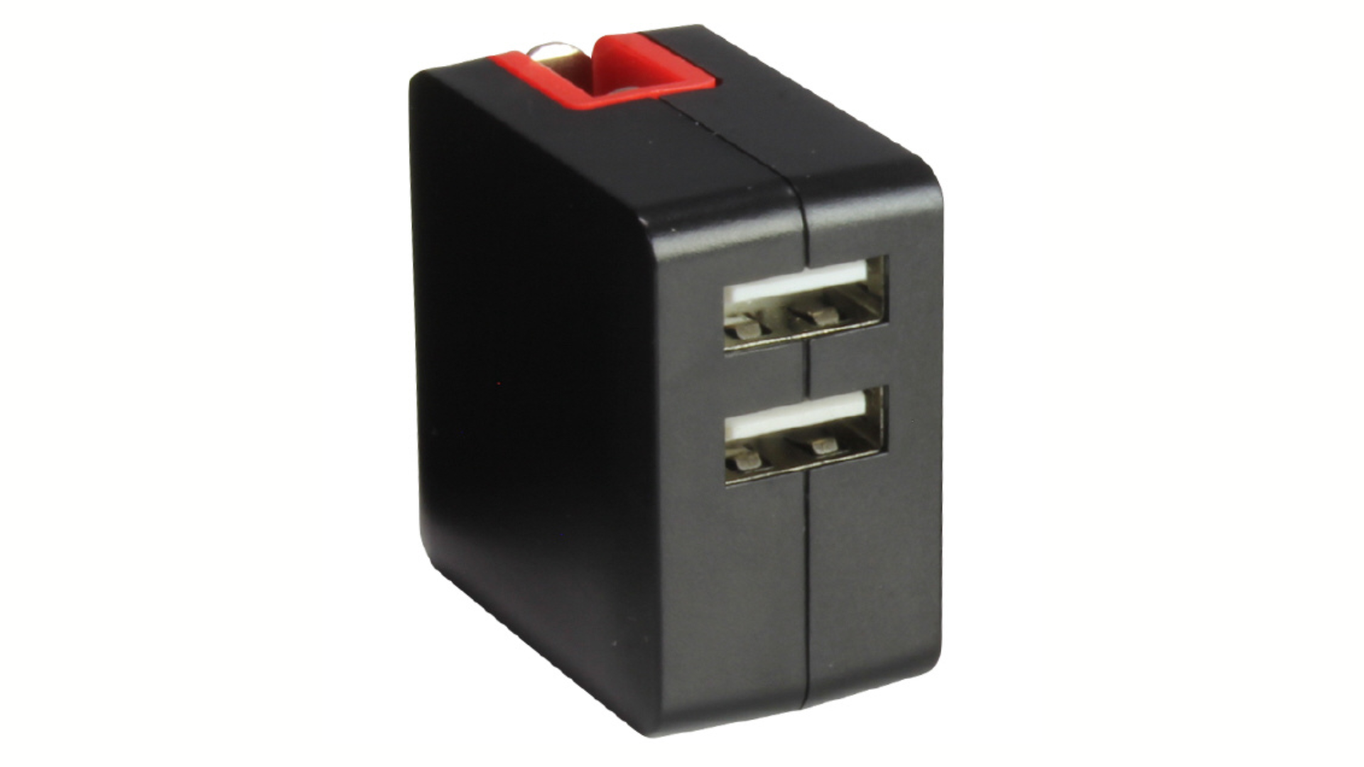 USB2ポート AC充電器 コンパクトタイプ 計3.1A 黒赤 MCAA2001BR