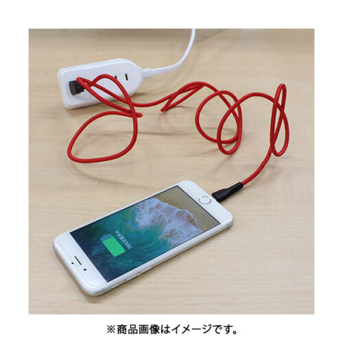 MFiライトニング 充電通信ケーブル 超屈曲タイプ 1.5M 赤 MLTT1915CRD